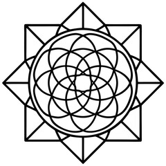 Neon Sacred Geometry Mandala on White