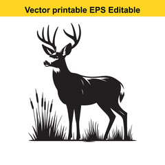 Majestic Deer Silhouette in Grassy Meadow