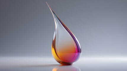 Fototapeta premium A vibrant glass drop sculpture showcasing colorful gradients and sleek design.