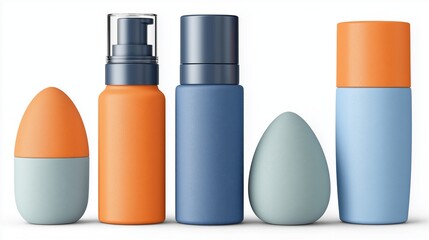  Cosmetic Products Display Vibrant Color Choice Beautiful Skin Care Items Present Calm Aesthetic