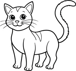 Fototapeta premium Cute Cartoon Cat Outline Illustration for Coloring Book or Children s Art