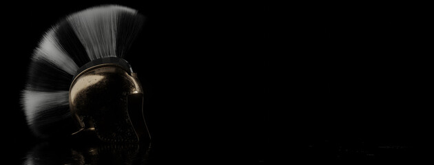 Ancient Illyrian helmet in low key light. 3D Rendering