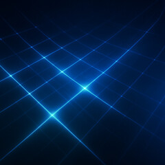 Futuristic Blue Neon Light Abstract Grid Background