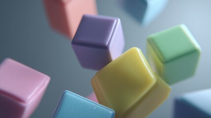 Obraz premium Colorful 3D blocks floating in space, perfect for creative design projects.