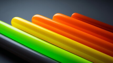Fototapeta premium Colorful abstract pattern created by vibrant plastic tubes arranged in a line.