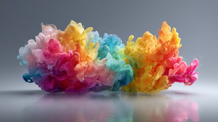 Fototapeta premium Colorful abstract smoke or ink explosion in various vibrant hues, creating artistic texture.