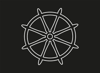 Classic Ship Steering Wheel in Black Silhouette Design with Eight Spokes.