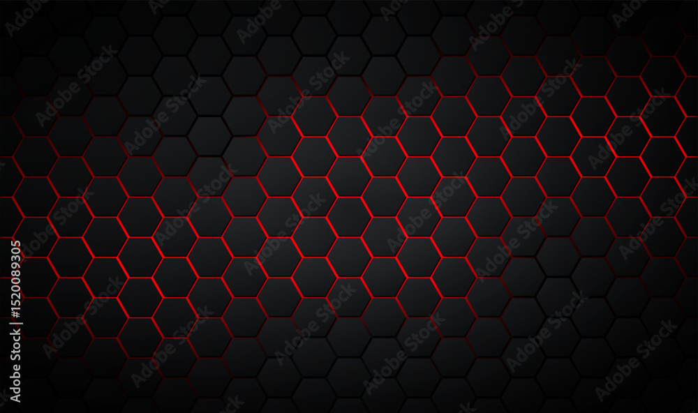 Aufkleber Abstract luxury background with dark mosaic honeycombs and shiny elements. Luxury dark background with hexagon elements. Elegant background with black honeycomb texture. Vector