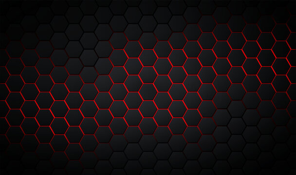 Abstract luxury background with dark mosaic honeycombs and shiny elements. Luxury dark background with hexagon elements. Elegant background with black honeycomb texture. Vector