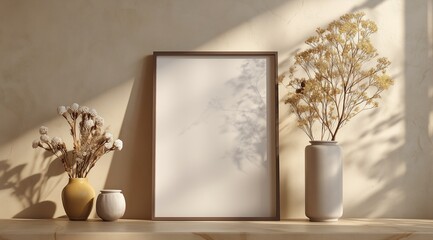 Minimalist home decor in sunlight