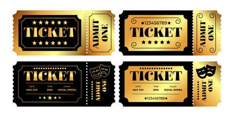 Sophisticated and Elegant Golden Ticket Design for Various Events and Exciting Promotions