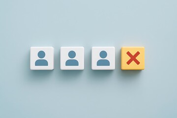 Rejection, Selection Process, Candidate Elimination, Hiring Decisions,  Choosing the Right Person Visual Metaphor of  Job Application Outcomes and Employee Selection Strategies