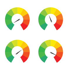 Dashboard colorful speedometer icons set. Tachometer icon isolated. Performance indicator sign. Car speed. Fast internet speed sign. Stock flat vector elements.