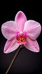 Fototapeta premium Pink orchid flower with water droplets on petals