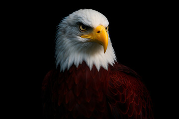 Obraz premium Majestic bald eagle portrait against black background