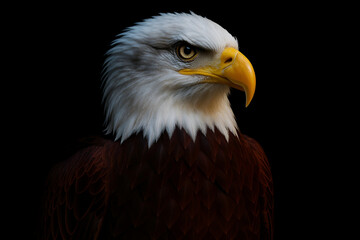 Obraz premium Majestic bald eagle portrait against black background