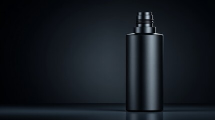 Elegant black bottle on a dark background perfect for luxury drink presentations.