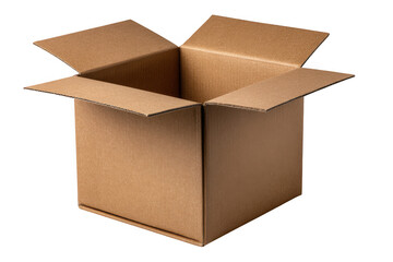 Open cardboard box isolated on transparent background