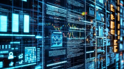 Fototapeta premium Digital briefcase filled with stocks crypto bonds and precious data