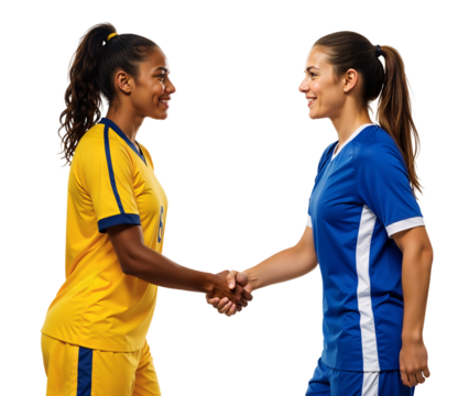 Two female players shaking hands pre-match showing a friendly sportsmanship