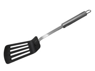 Kitchen black silicone rubber spatula with stainless steel handle insulated