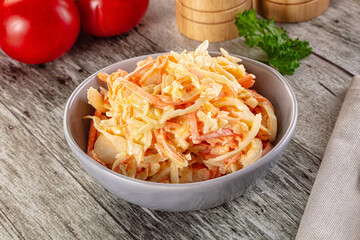 Vegan Coleslaw salad with cabbage and carrot