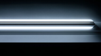 Minimalistic LED light tube illuminating a dark space with modern design elements.