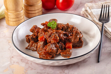 Hungarian goulash with beef meat