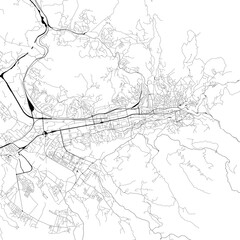 Monochrome city map with road and train network of	Sarajevo, Bosnia and Herzegovina