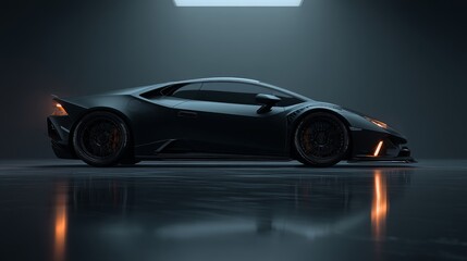 Fototapeta premium Sleek black sports car showcasing modern design and innovation in automotive engineering.