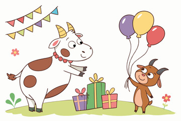 Fototapeta premium Qurbani Cow Scene Vector for Eid al Adha