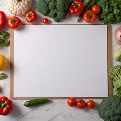  Fresh Vegetables and Recipe Notebook &ndash; Healthy Food, Organic Cooking & Nutrition Concept