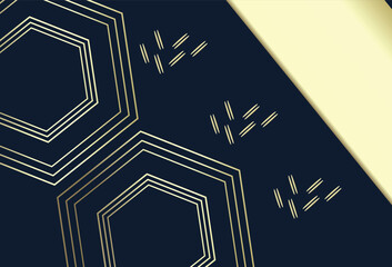 Abstract hexagonal pattern design with gold and dark blue elements
