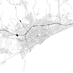 Monochrome city map with road and train network of Limassol, Cyprus	