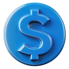 Fototapeta premium Blue dollar sign coin isolated on transparent background