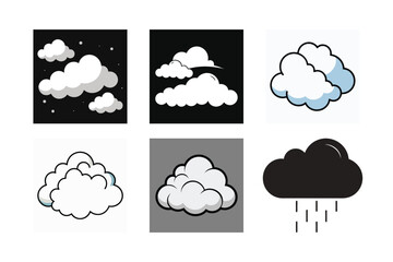 Vector weather icons set with cloud, sun, rain, and snow symbols for climate forecast illustration design