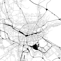Monochrome city map with road and train network of	Nürnberg, Germany