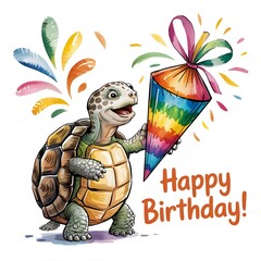 happy birthday tortoise with a turtle