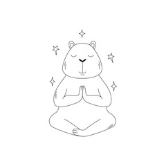 Capybara in a meditative pose surrounded by  stars