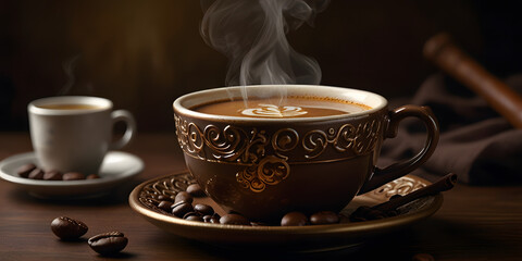 Fototapeta premium a cup of coffee on the table