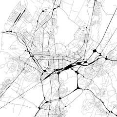 Monochrome city map with transport network of	Karlsruhe, GErmany
