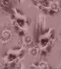 Modern floral repeat pattern with abstract style flowers

