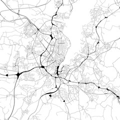 Monochrome city map with road network of	Kiel, Germany