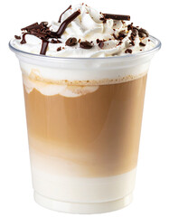 latte with ice cream in plastic cup isolated on transparent background, png