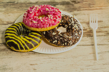 Glazed doughnuts on a plate