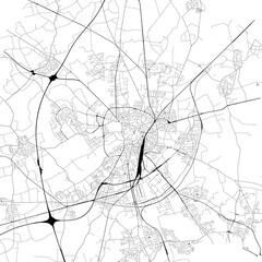 Monochrome city map with road network of	Münster, Germany