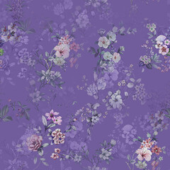 Modern floral repeat pattern with abstract style flowers
