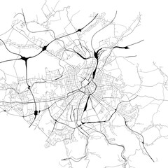 Monochrome city map with road network of	Chemnitz, Germany
