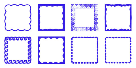 Vector set of hand drawn cut out style  frames and borders - abstract design elements for decoration or logo design templates, prints, placards, posts in modern minimalist style with copy space for te