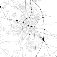 Monochrome city map with road network of Oldenburg, Germany